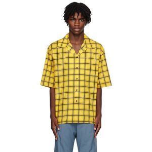 Marni Yellow Plaid Camp Collar Button Down Shirt Size 52 XL NWT Italy $735